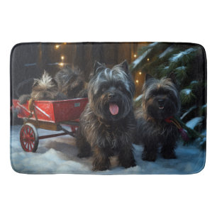 Affenpinscher Snowy Sleigh Ride Christmas Decor Bath Mat