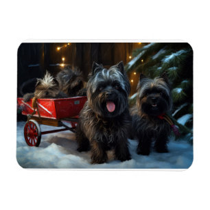 Affenpinscher Snowy Sleigh Ride Christmas Decor Magnet