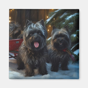 Affenpinscher Snowy Sleigh Ride Christmas Decor Magnet
