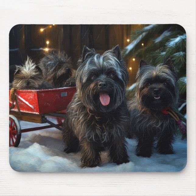Affenpinscher Snowy Sleigh Ride Christmas Decor Mouse Pad (Front)