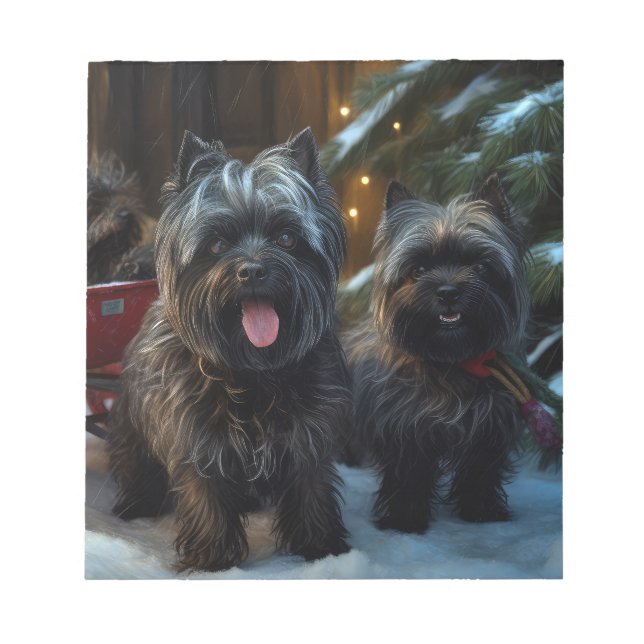 Affenpinscher Snowy Sleigh Ride Christmas Decor Notepad (Front)