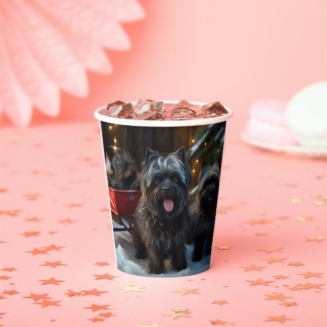 Affenpinscher Snowy Sleigh Ride Christmas Decor Paper Cups (Insitu)