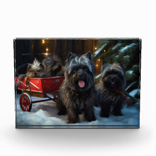 Affenpinscher Snowy Sleigh Ride Christmas Decor Photo Block