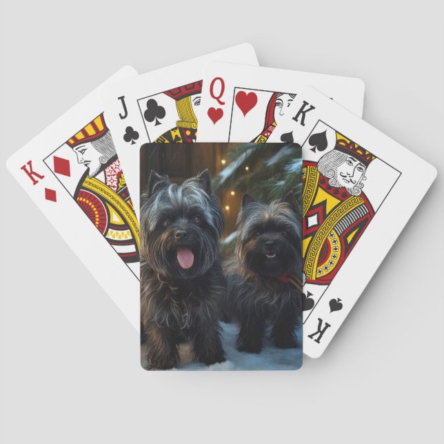 Affenpinscher Snowy Sleigh Ride Christmas Decor Playing Cards (Back)