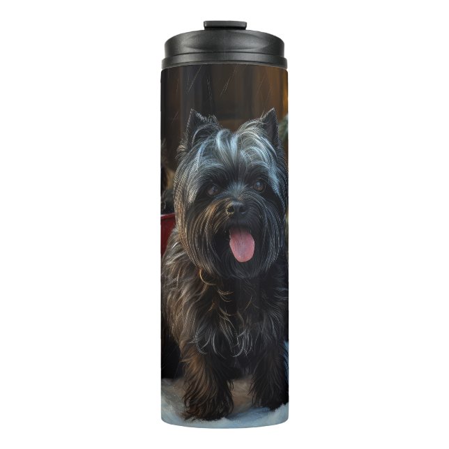 Affenpinscher Snowy Sleigh Ride Christmas Decor Thermal Tumbler (Front)