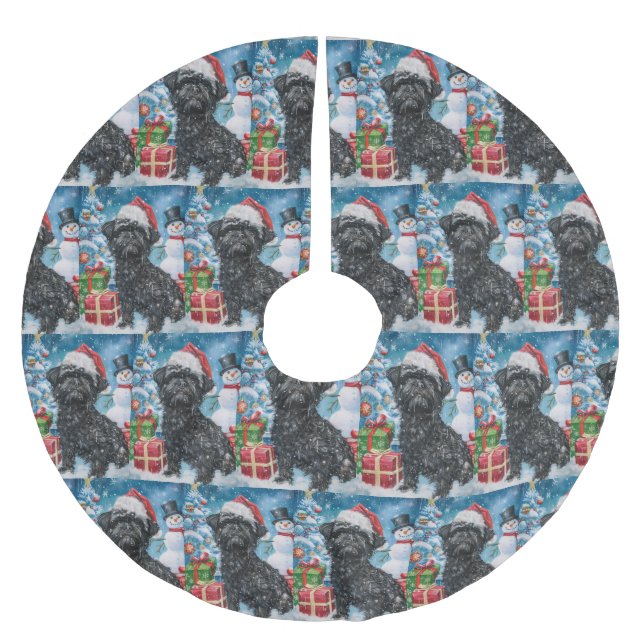 Affenpinscher Winter Wonderland Christmas Joy Brushed Polyester Tree Skirt (Front)