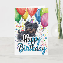 Affenpinscher with Balloons Birthday
