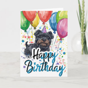 Affenpinscher with Balloons Birthday Card