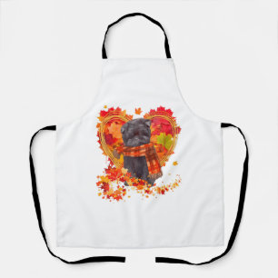 Affenpinscher With Heart Made Of Autumn Leaves Apron