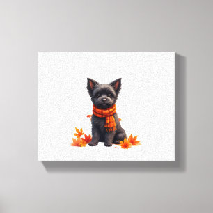 Affenpinscher With Heart Made Of Autumn Leaves Canvas Print