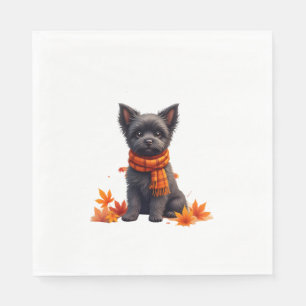 Affenpinscher With Heart Made Of Autumn Leaves Napkin