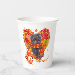 Affenpinscher With Heart Made Of Autumn Leaves Paper Cups
