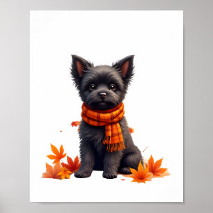 Affenpinscher With Heart Made Of Autumn Leaves Poster