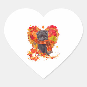 Affenpinscher With Heart Made Of Autumn Leaves Sticker