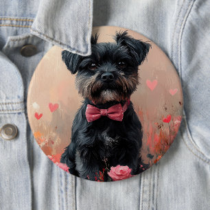 Affenpinscher with Roses - Valentine's Day 6 Cm Round Badge