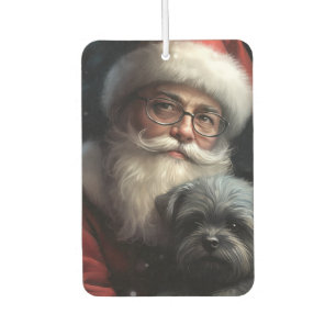 Affenpinscher with Santa Claus Festive Christmas Car Air Freshener