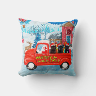 Affenpinschers Dog in Christmas Delivery Truck Cushion