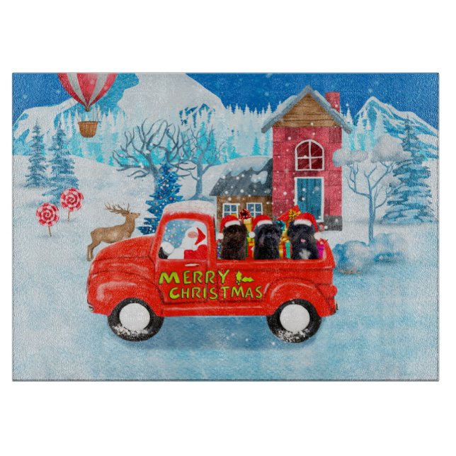 Affenpinschers Dog in Christmas Delivery Truck Cutting Board (Front)