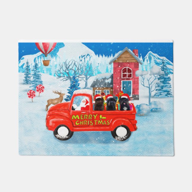Affenpinschers Dog in Christmas Delivery Truck Doormat (Front)