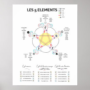 Affiche 5 éléments Médecine Chinoise Poster
