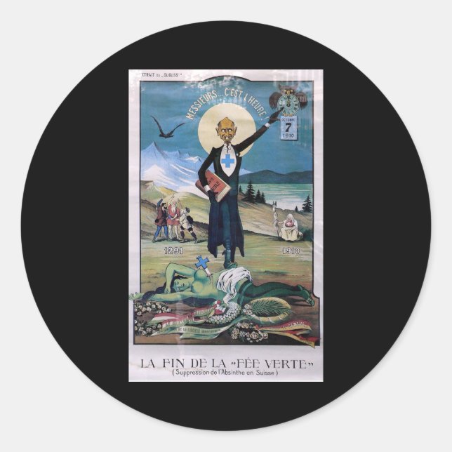 Affiche Absinthe Classic Round Sticker (Front)