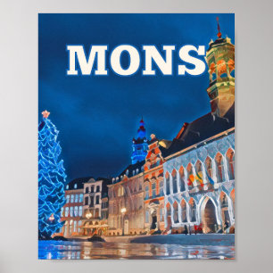 Affiche Mons Belgique Photo Vintage  Poster