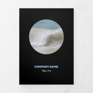 Affidable Blue Black and White Neat Tri-Fold Card