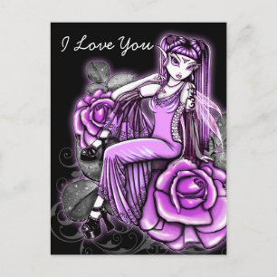 "Affinity" Pink Rose Fairy Art Avery Postcard