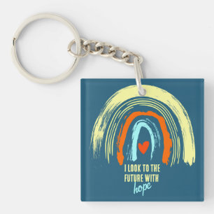 AFFIRMATION   CHRISTIAN QUOTE RETRO BOHO RAINBOW   KEY RING