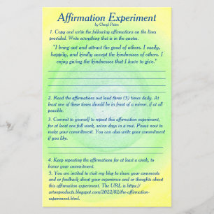Affirmation Experiment by Cheryl Paton Flyer