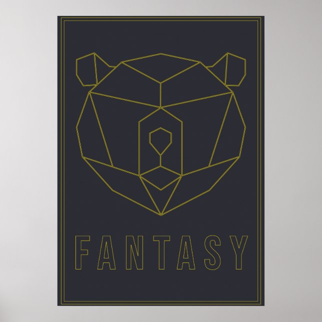 Affirmation poster yellow origami bear head (Front)