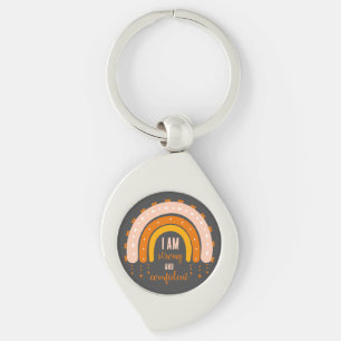 AFFIRMATION QUOTE CLASSIC RAINBOW BOHO COLOR METAL KEY RING
