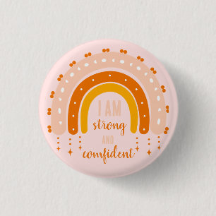 AFFIRMATION QUOTE PINK RETRO STYLE RAINBOW BOHO  3 CM ROUND BADGE