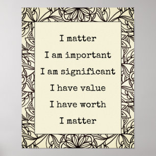 Affirmation Self-Worth You Matter Abstract Mandala Poster