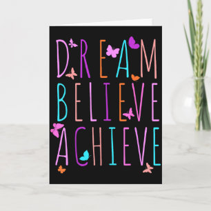 Affirmation Shirt For Girls Butterfly Dream Believ Card