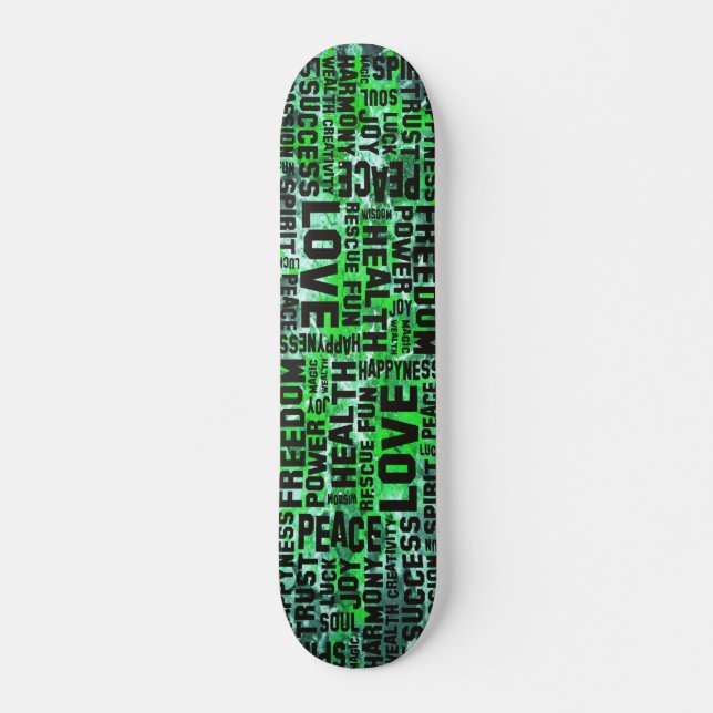 affirmations black - green paint skateboard (Front)