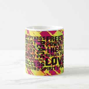 affirmations black - pink green splatter coffee mug