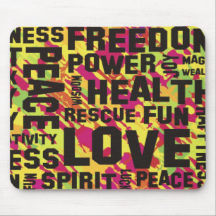 affirmations black - pink green splatter mouse pad