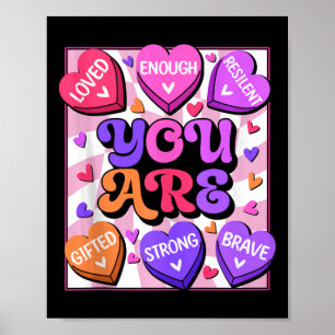 Affirmations Candy Heart Teacher Valentine's Day W Poster