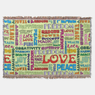 Affirmations of life "flower power" + your colour throw blanket