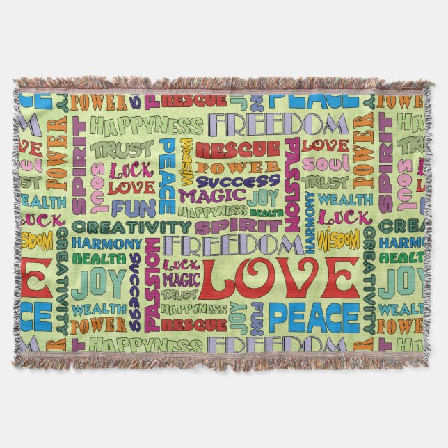 Affirmations of life "flower power" + your colour throw blanket (Front)