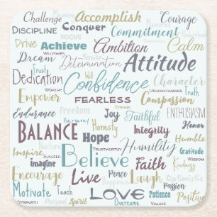 Affirmations   square paper coaster