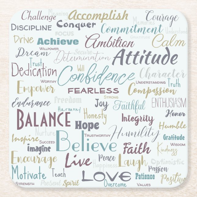 Affirmations   square paper coaster (Front)