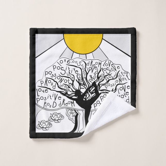Affirmations Yoga Tree Towel (Wash Cloth)
