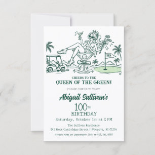 Affordable 100th Birthday Queen of the Green Golf Invitation