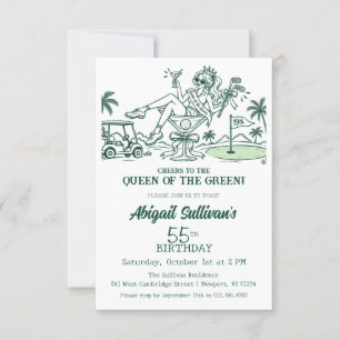 Affordable 55th Birthday Queen of the Green Golf Invitation
