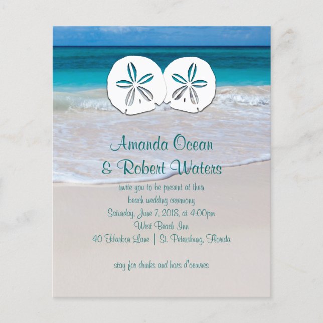 Affordable Beach Wedding Sand Dollar Invitations (Front)