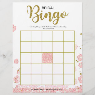 Affordable Bridal Shower Bingo Pink and gold Flyer