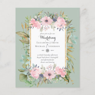 Affordable Budget Pink Blush Pink Floral Wedding Flyer