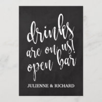 Affordable Chalkboard Wedding Open Bar Sign